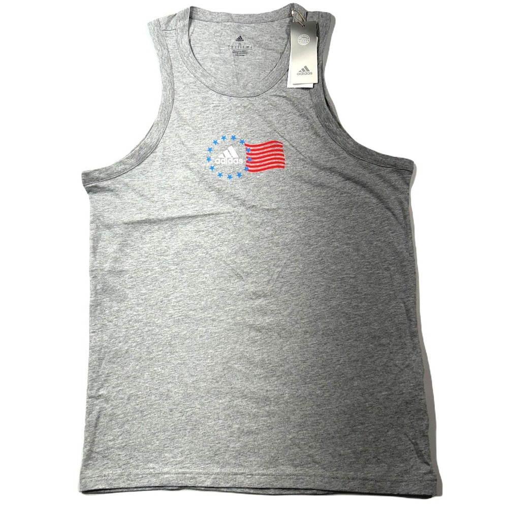 Adidas‎ American Flag Tank Mens Small Grey Heather Cotton NEW